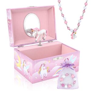 Homtibrm Musical Jewellery Box for Girls with Unicorn Jewelry Set