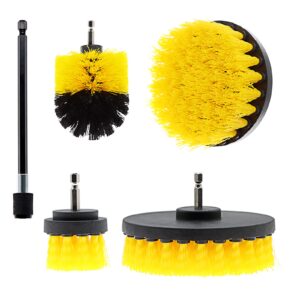 5pcs Drill Brush Attachment Set -Drill Brush Cleaning Brushes Set Power Scrubber Brush for Cleaning with Extend Attachment Drilling Brushes for Grout