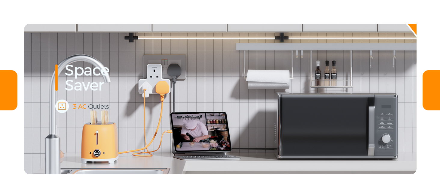 3 Way Plug Extension Adapter Plug UK