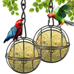 Renyigou 2 Pack Fat Ball Bird Feeder Metal Hanging Bird Feeder without Chain Hanging Bird Feeder Holder Window Bird Feeder for Home Garden Wildlife Birds Finch Sparrow
