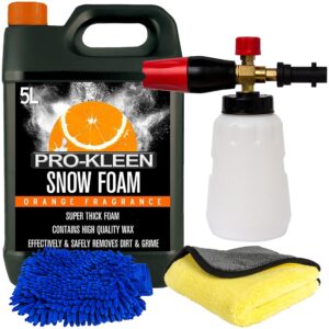 Pro-Kleen Snow Foam 5L with Karcher K Series Snow Foam Lance with Microfibre Cloth and Cleaning Mitt (Orange)