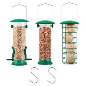 Zentea Bird Feeders - (3 pack) Metal Hanging Station for Small Birds - Crow