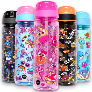 Fringoo Kids School Water Bottle 650ml Straw Water Bottle with Carry Handle 100% Leak-Proof BPA-Free School Water Bottle for Boys Very Durable