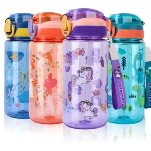 SENBSLAN Kids Water Bottles With Straw