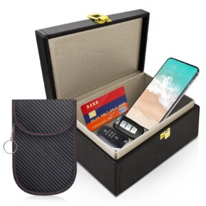 Faraday Box for Car Keys with 1 Pack Faraday Pouch for Car Keys Car Key Signal Blocker Box Rfid Anti-Theft Signal Blocking Cages