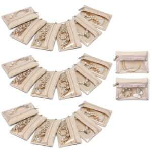 Vlando 20 Pcs Travel Velvet Jewellery Pouch with Zipper Clear Travel Jeweellery Bag Jewellery Travel Organizer for Travel Business Trip