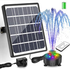 SUJFEE 8W LED Solar Water Fountain for Outdoor with Remote Control