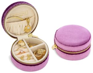 Plush Velvet Travel Jewelry Organizer | Jewelry Travel Organizer | Travel Jewelry Box | Travel Jewelry Case | Jewelry Travel Case | Small Jewelry Box Travel | Jewelry Organizer Travel Box - Lilac