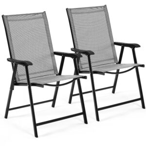 Yaheetech Folding Chairs Outdoor Chairs Foldable Dining Chairs with Armrests for Lawn Yard Beach