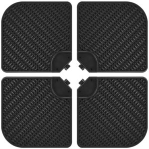 Yaheetech 4 Piece Cantilever Parasol Base Stand Water/Sand Filled Offset Umbrella Cross Base Heavy-Duty Rattan Patterned HDPE Patio Umbrella Weights