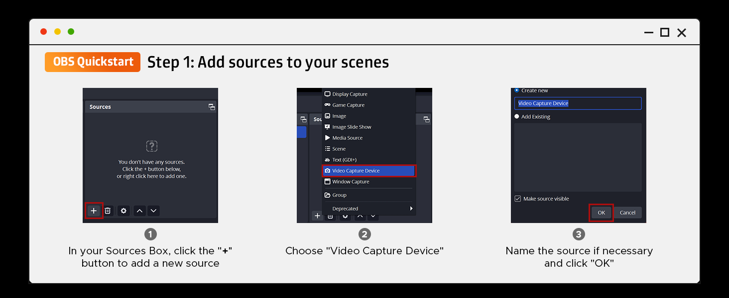 Please follow the instruction to operate OBS or other software with this carpture card