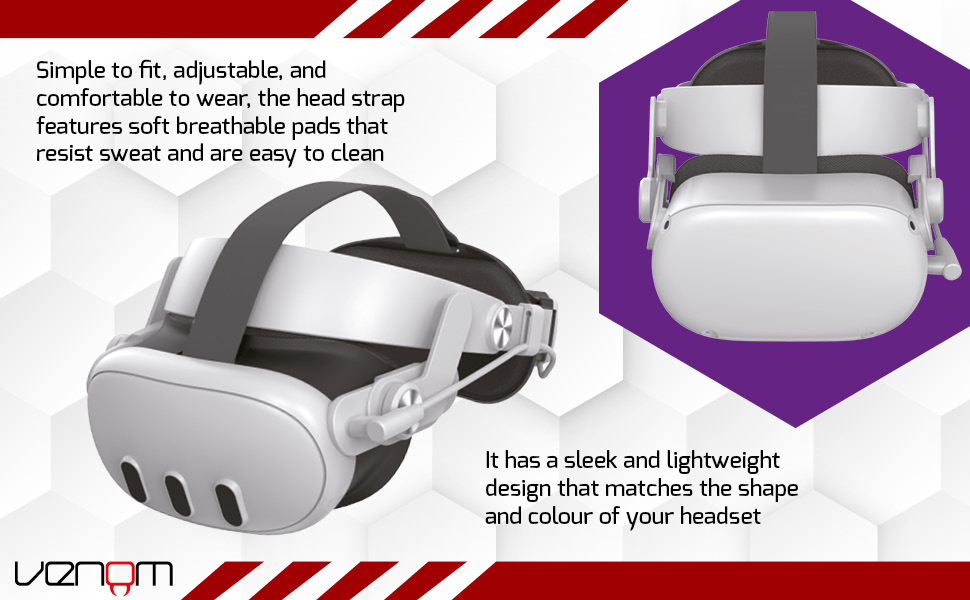 Venom Power Strap for Meta Quest 3 - Padded Headstrap with Integrated Power Bank