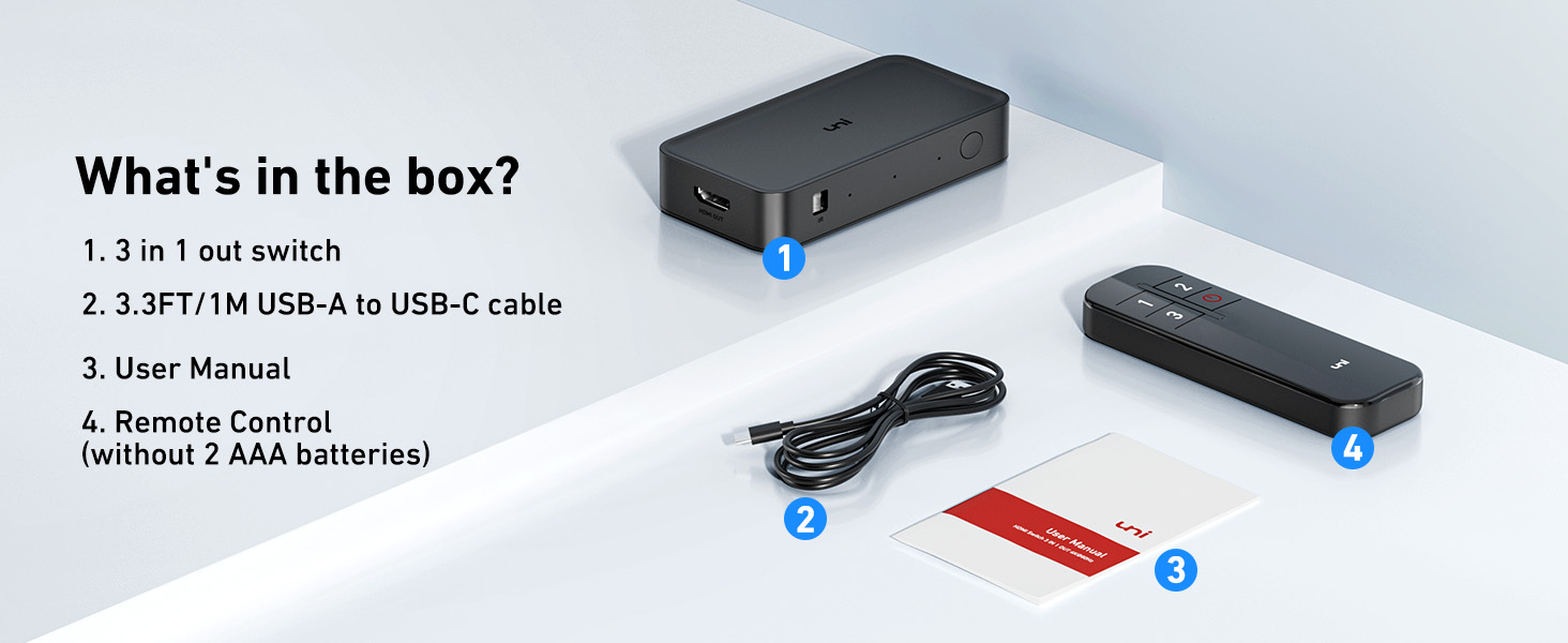 uni HDMI Switch 3 in 1 Out 4K@60Hz