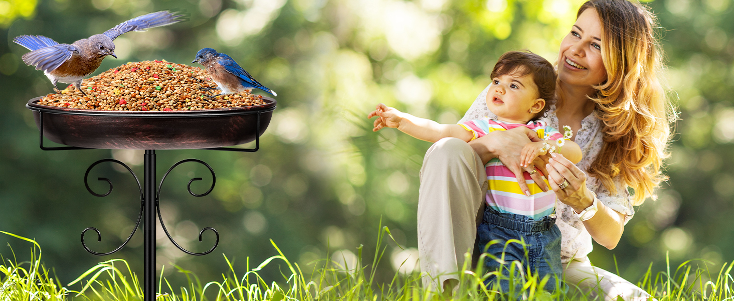 Metal Bird Bath for Outside