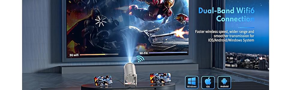 Projector mini TV 4K gaming portable HY300 Led Smart Movie Netflix Amazon iphone android Watch HD