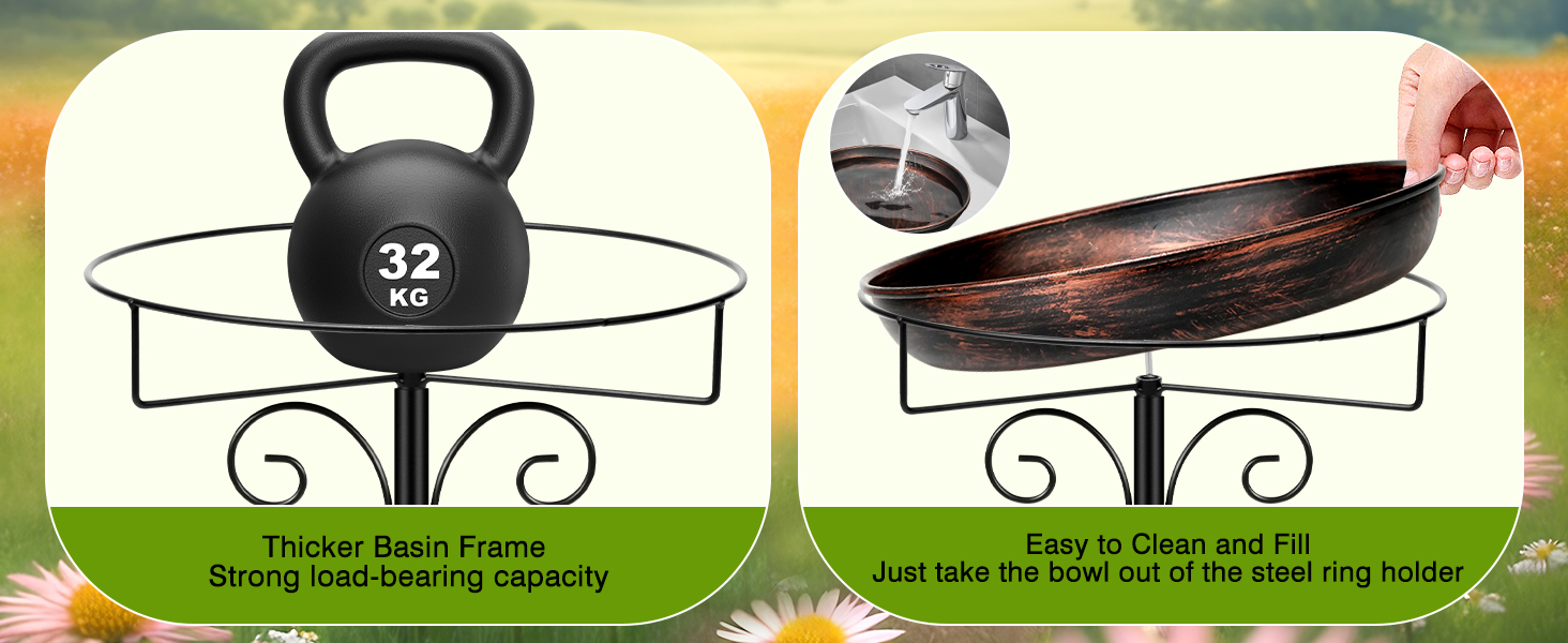 Metal Bird Bath for Outside