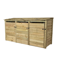 Wooden wheelie bin storage unit
