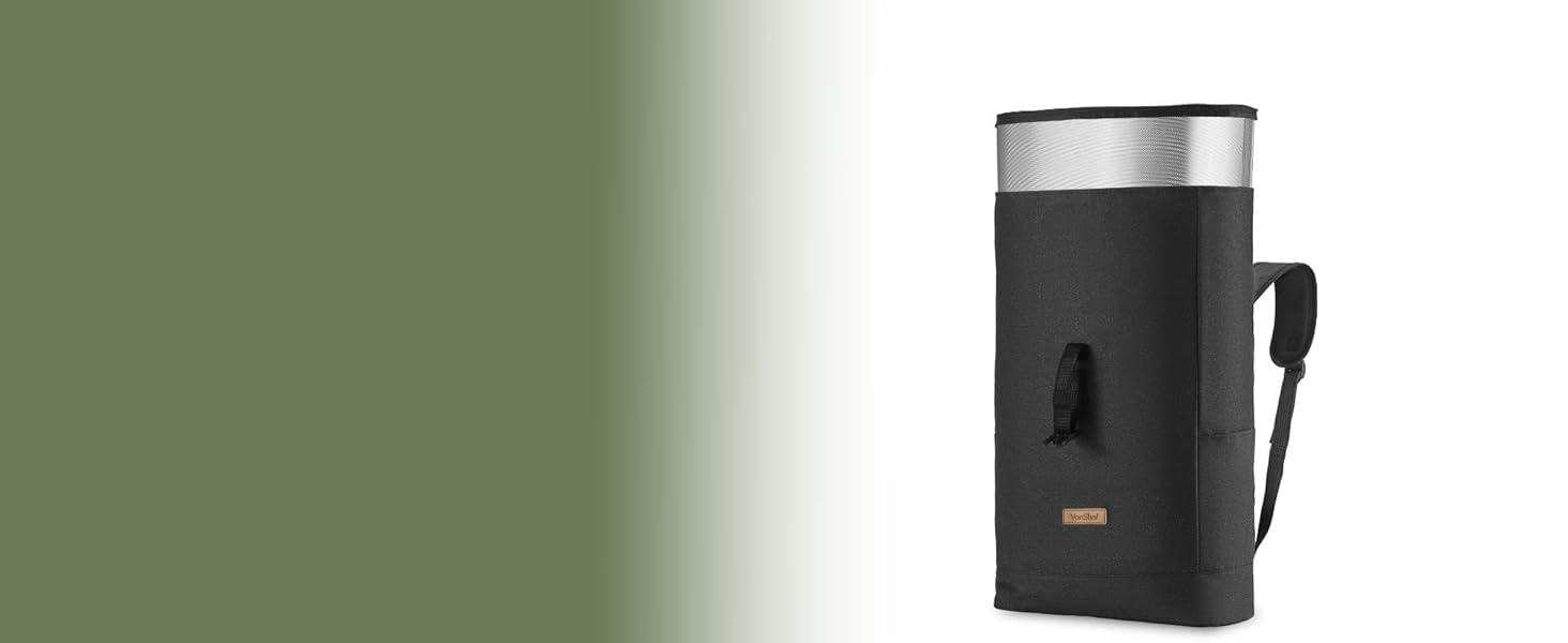 backpack with cooler insert half way out of the top