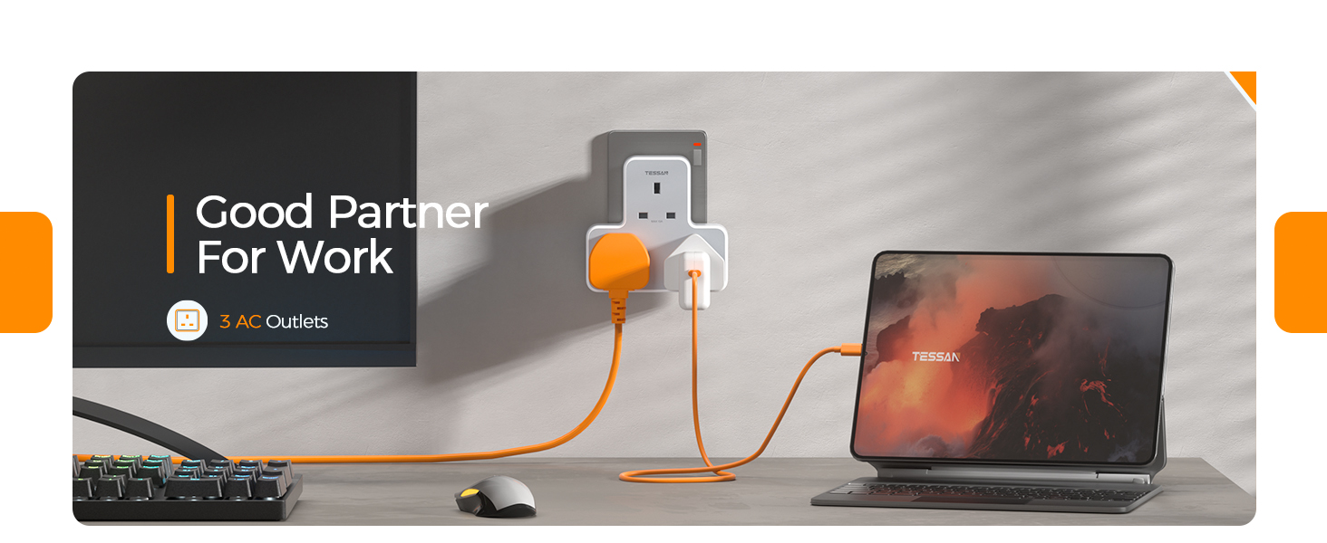 3 Way Plug Extension Adapter Plug UK