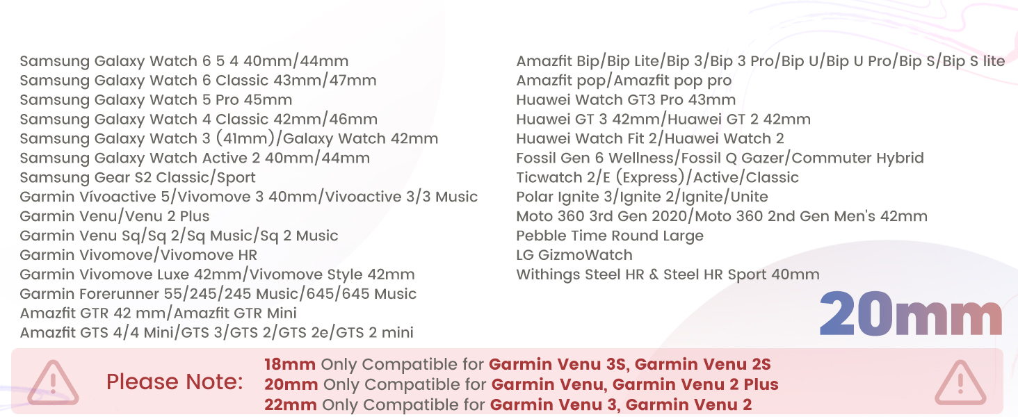 18mm 20mm 22mm Braided Elastic Strap for Samsung/Garmin/Fossil/Amazfit/Huawei