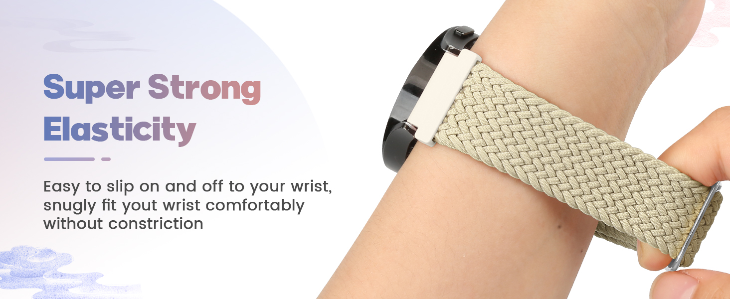 20mm 22mm Braided Elastic Strap for Samsung/Garmin/Fossil/Amazfit/Huawei