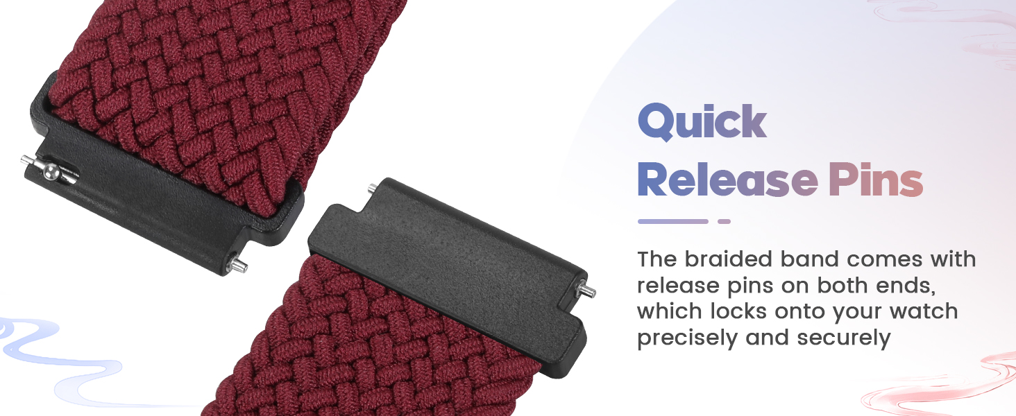 20mm 22mm Braided Elastic Strap for Samsung/Garmin/Fossil/Amazfit/Huawei