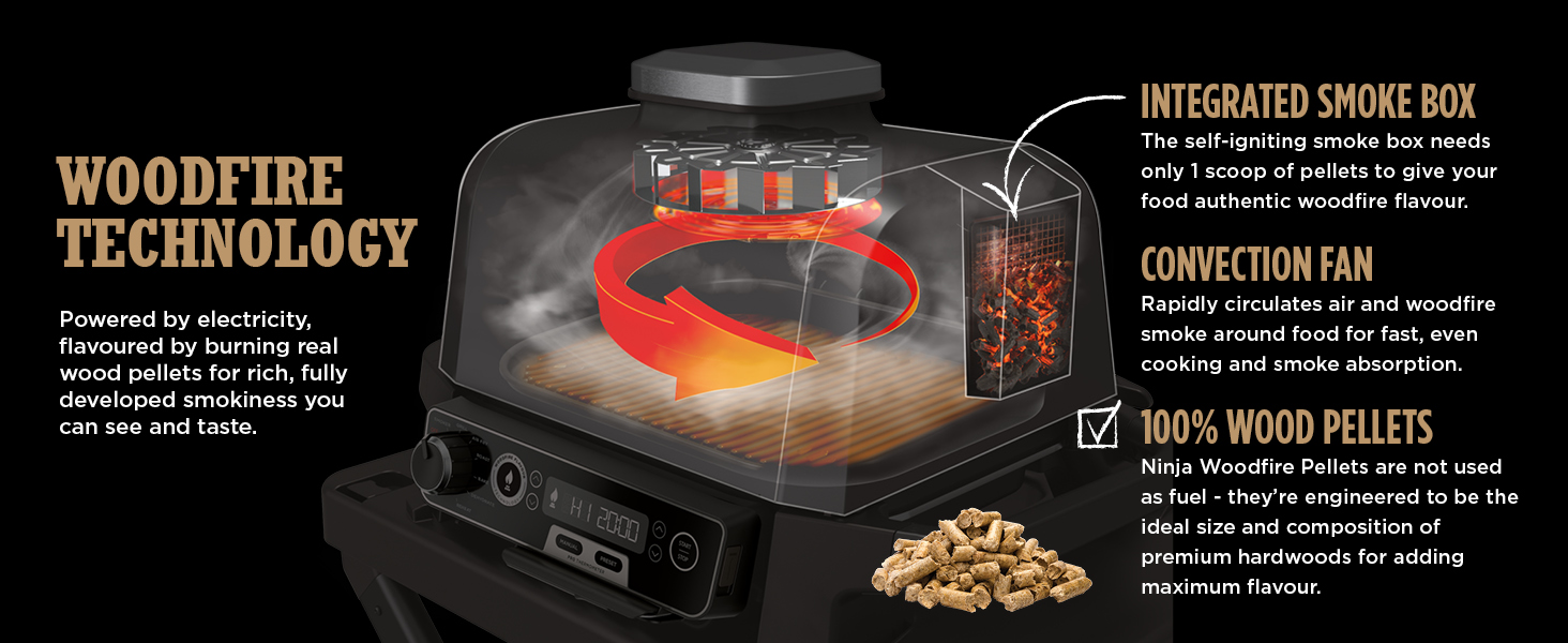 Ninja Woodfire Electric BBQ Grill & Smoker [OG751UKAMZ], 7-in-1 Outdoor Grill 