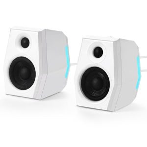 Sanyun SW209 3" 36W Computer Gaming PC Speakers – Built-in 24bit DAC Dynamic 3D Surround Sound – Bluetooth USB 3.5mm Aux Inputs - Three EQ Sound Mode - 2.0 RGB Lights Multimedia Speakers (Pair