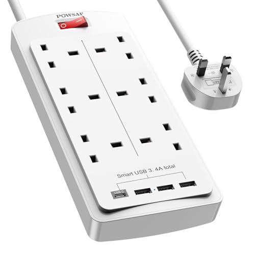 6 Way Extension Lead with 4 USB Slots (3.4A