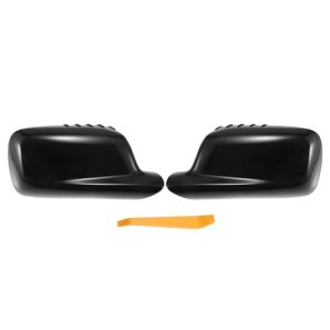 X AUTOHAUX Pair Car Rear View Driver Passenger Side Mirror Cover Cap Replacement Gloss Black for BMW 3 Series E46 7 Series E65 E66 Mirror Guard Covers