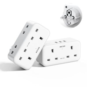 7-in-1 UK to European Plug Adapter with 3 USB