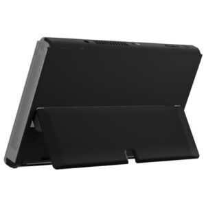 eXtremeRate DIY Console Back Plate Replacement Housing Shell Case with Kickstand for Nintendo Switch OLED Handheld Console – Black [Console and Joycon Without]