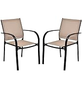 TANGZON Folding Garden Dining Chairs, Set of 2/4 Patio Foldable Armchairs Set with High Back & Er...