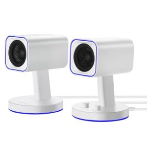 Sanyun SW202 2.25“ Computer Gaming PC Speakers - 24W Fiberglass Speaker Unit - Built-in 16bit DAC Dynamic 3D Surround Sound - Bluetooth 5.2 USB Aux Inputs - RGB Backlit (Pair