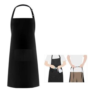 haoyuan Chef Apron Adjustable Bib Apron Unisex Aprons Large Size Cotton Apron with Pocket Anti-Fouling for Kitchen Cooks Restaurant Baking Gardening BBQ for Women Men Adul