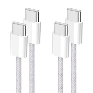 YISH USB C to USB C Charger Cable:Nylon Braided USB C to C Cable Fast Charge 2Pack 3.28ft/1m 60W Type C Data Cable Compatible with iPhone 15 Samsung Galaxy S23 S22 Pixel 7 Sony LG iPad MacBook