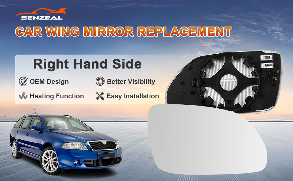 wing mirror glass heated for vw polo 9n 9n3 2005 2006 2007 2008 2009 uk driver off side 6QD857522