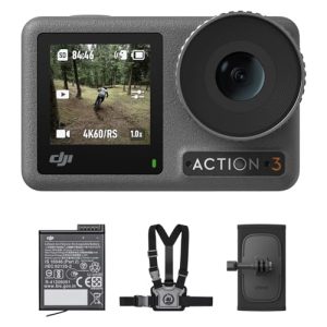 DJI Osmo Action 3 Outdoor Combo - 4K/120fps Action Camera with chest & Backpack Strap Mount for hiking and cycling