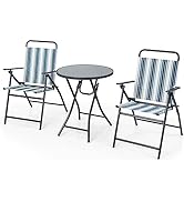 TANGZON 5 Pieces Patio Dining Set, Cast Aluminum Outdoor Table and Chairs Set with Umbrella Hole ...