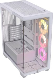 CORSAIR iCUE LINK 3500X RGB Mid-Tower ATX PC Case – Panoramic Tempered Glass – Reverse Connection Motherboard Compatible – 3x CORSAIR iCUE LINK RX120 RGB Fans Included – White