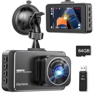 Glyntora Dash Cam with 64GB SD Card