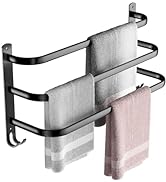 Cobbe Towel Rails, 3 Tier Towel Rack With Hooks Space Aluminum Towel Rack Bathroom Wall Mounted T...