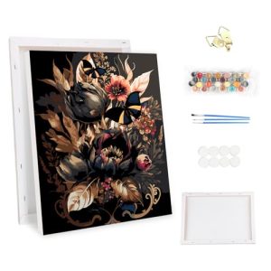 MEIYDUA Paint by Numbers Kits for Adult with Frame Flowers Butterfly