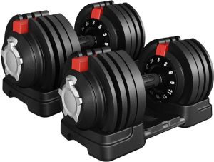 Yaheetech Adjustable Dumbbells Pair 18KGx2/24KGx2 Adjustable Dumbbell Set 12 In 1 Adjustable Weights with Safety Locking Mechanism