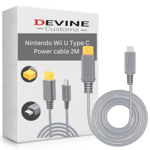 DevineCustomz® 2 Meters Type C Power Charge Cable for Wii u and Wii Power Supply Charger Wire Grey (Wii U)