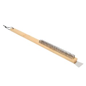 Oven Brush - Pizza Oven Cleaning Brush | Grill Cleaning Brush With Scraper | Pizza Stones Brush | Brass Bristles And Stainless Steel Scraper | Barbecue Grill Cleaning Tool Pizza Oven Accessories