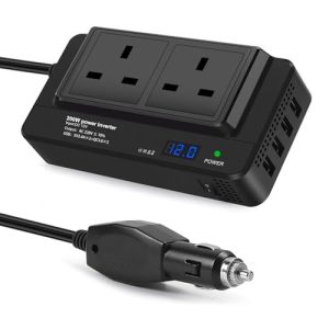 200W Car Voltage Converter Inverter DC 12V to AC 230V with 2 Sockets and 4 USB Ports Fast Charging Car Charger with Cigarette Lighter Plug for Business Trips and Vacatio