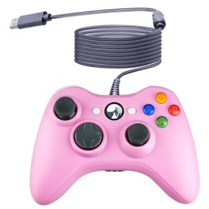 OSTENT Wired USB Controller Gamepad Joystick for Microsoft Xbox 360 Console Windows PC Laptop Computer Video Game Color Pink