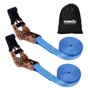 2PCS 20ft Ratchet Straps INEEDU 6M x 25mm 800kg Small Lashing Straps Tie Down Strap Tensioning Belts Securing Straps for Moving Appliances