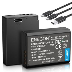 ENEGON LP-E10 USB C Direct Charging Replacement Batteries 1500mAh (2-Pack) with 2 in 1 USB-C Charging Cable for Canon EOS 2000D